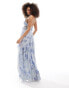 Фото #4 товара ASOS DESIGN lace insert halter tiered maxi dress with circle trim in vintage floral print