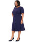 Фото #2 товара Plus Size Fit & Flare Scuba Crepe Midi Dress