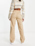 Фото #3 товара Bershka high waisted straight leg trousers in sand