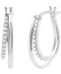 ფოტო #1 პროდუქტის Diamond & Polished Double Oval Hoop Earrings (1/4 ct. t.w.) in Sterling Silver