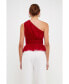 Фото #2 товара Women's One Shoulder Shirred Tulle Top