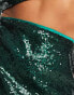Фото #6 товара Collective the Label Petite exclusive sequin mini skirt co-ord in emerald green