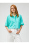 Фото #1 товара Рубашка женская Koton Crop Oversize Гомнек Кетеневый измельченный с карманами