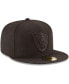 ფოტო #3 პროდუქტის Men's Las Vegas Raiders Black On Black 59Fifty Fitted Hat