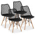 Фото #2 товара Krzesło skandynawskie ażurowe z drewnianymi nogami do kuchni salonu maks. 150 kg 4 szt.