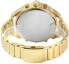 FENKOO Men's Military Watch Quartz Calendar/Dual Time Zones Stainless Steel Band Wristwatch Gold