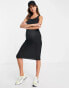 Flounce London Maternity ribbed midi dress in black