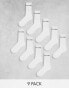 Фото #1 товара Jack & Jones 9 pack ribbed logo socks in white