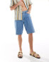 Dr Denim Omar relaxed fit mid waist jorts in stream sky retro mid blue wash