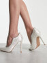 Be Mine Wide Fit Aditi embellished heeled shoes in ivory satin