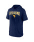 Men's Navy West Virginia Mountaineers Outline Lower Arch Hoodie T-shirt