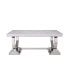 Zander Dining Table, White Printed Faux Marble & Mirrored Silver Finish