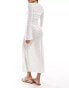 Фото #3 товара In The Style exclusive crochet ring detail flared sleeve maxi beach dress in white