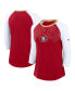 Фото #1 товара Women's Scarlet/White San Francisco 49ers Knockout Arch Raglan Tri-Blend 3/4-Sleeve T-Shirt