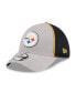 Фото #1 товара Men's Gray Pittsburgh Steelers Pipe 39THIRTY Flex Hat