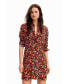 ფოტო #3 პროდუქტის Women's Short floral shirt dress