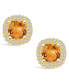 ფოტო #3 პროდუქტის Citrine (1-3/4 ct. t.w.) and Diamond (3/8 ct. t.w.) Halo Stud Earrings in 14K Yellow Gold