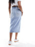 Vero Moda denim midaxi skirt with front split in light blue denim