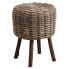 Tiefer Hocker aus grauem Poelet-Rattan u