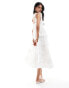 Фото #3 товара Miss Selfridge lace trim insert tiered midi sundress in ivory