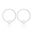Silver circle earrings with real white pearls JL0633