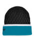 Фото #3 товара Men's Teal, Black San Jose Sharks Iconic Striped Cuffed Knit Hat