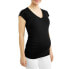 Oh! Mamma Womens Maternity Basic V-Neck T-Shirt Flattering Side Ruching 2X Black