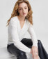 Women's 100% Cashmere Long-Sleeve Pointelle Surplice Sweater, Created for Macy's