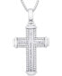 ფოტო #1 პროდუქტის Men's Diamond Cross 22" Pendant Necklace (1 ct. t.w.) in Sterling Silver