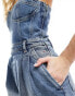 Tommy Jeans denim bustier jumpsuit in mid wash