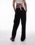 Topshop low slung linen button trouser in black