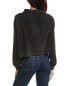 Brook + Lynn Waffle Knit Crop Pullover Women's Black L - фото #2