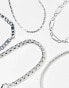 Фото #3 товара ASOS DESIGN 5 pack mixed chain bracelet set in silver tone