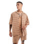 ASOS DESIGN co-ord oversized revere shirt in brown check