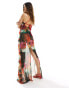 ASOS DESIGN strappy maxi dress with contrast ties in blurred floral print