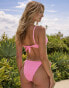 Dippin Daisys daphne underwire bikini top in pink hoola hoop terry