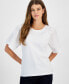 Women's Crewneck Embroidered-Sleeve Top