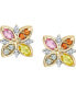 ფოტო #3 პროდუქტის Multi-Sapphire (3/4 ct. t.w.) & Diamond (1/20 ct. t.w.) Flower Stud Earrings in 14k Gold