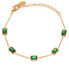 Charming gilded bracelet with green crystals