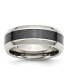 ფოტო #1 პროდუქტის Stainless Steel Base Brushed Black Ceramic Center Band Ring