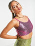 Фото #1 товара Collective the Label exclusive sequin crop top co-ord in hot pink