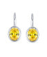 ფოტო #3 პროდუქტის AAA Cubic Zirconia Simulated Canary Yellow Birthstone 3.60 Ct. Oval 9X7MM CZ Sterling Silver Filigree Style Dangle Drop Earrings For Women Lever Back