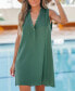 Women's Forest Green Crinkle Mini Beach Dress