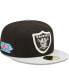 Фото #1 товара Men's Black, Silver Las Vegas Raiders Super Bowl XVIII Letterman 59FIFTY Fitted Hat