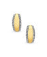 Lightweight Dome Round Caviar Bead Edge Two Tone Stud Hoop Earrings For Women Teen Gold Plated .925 Sterling Silver .70 Inch Diameter