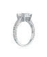 ფოტო #3 პროდუქტის Classic Traditional Cubic Zirconia 3CT Square AAA CZ Princess Cut Solitaire Engagement Ring For Women .925 Sterling Silver Milgrain Pave Band