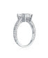 ფოტო #5 პროდუქტის Classic Cubic Zirconia 3CT Square CZ Princess Cut Solitaire Engagement Ring For Women Sterling Silver Milgrain Pave Band