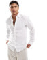 Фото #1 товара ONLY & SONS linen mix long sleeve shirt in white