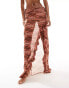 Фото #2 товара South Beach ruffle abstract print maxi sarong In rust