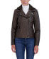 Фото #1 товара Women's Hooded Faux Leather Moto Jacket